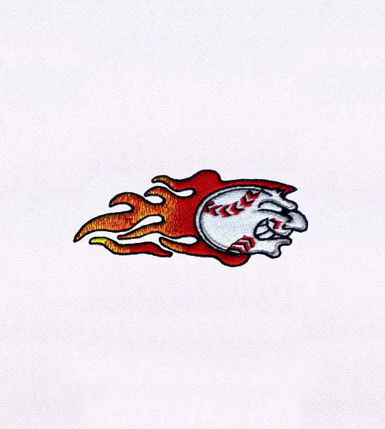Flaming Baseball Embroidery Design