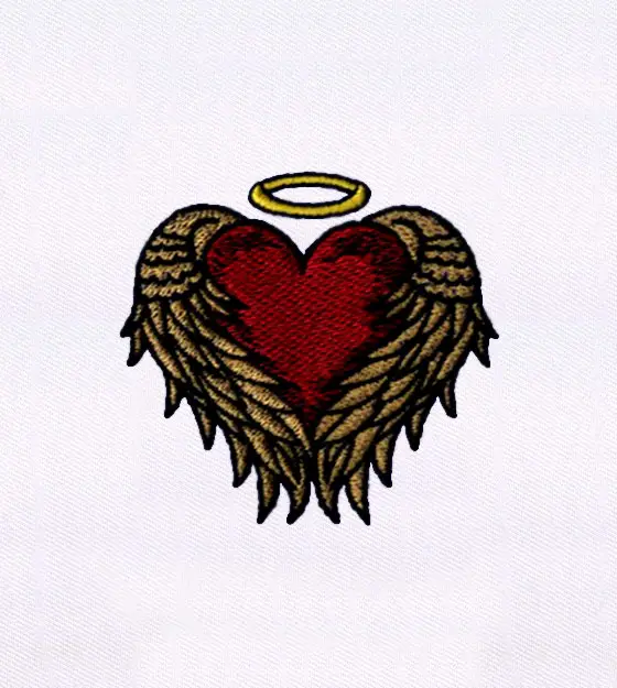Winged Heart with Halo Embroidery Design