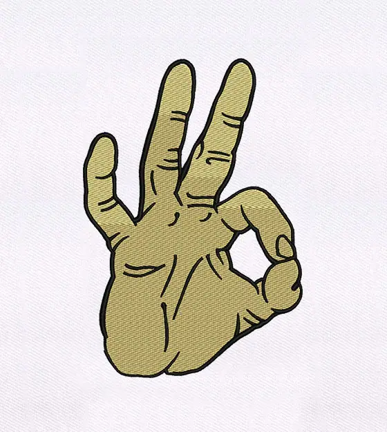 Alright Hand Gesture Embroidery Design