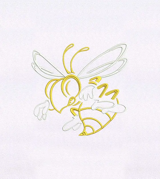 Honey Bee Line Art Embroidery Design