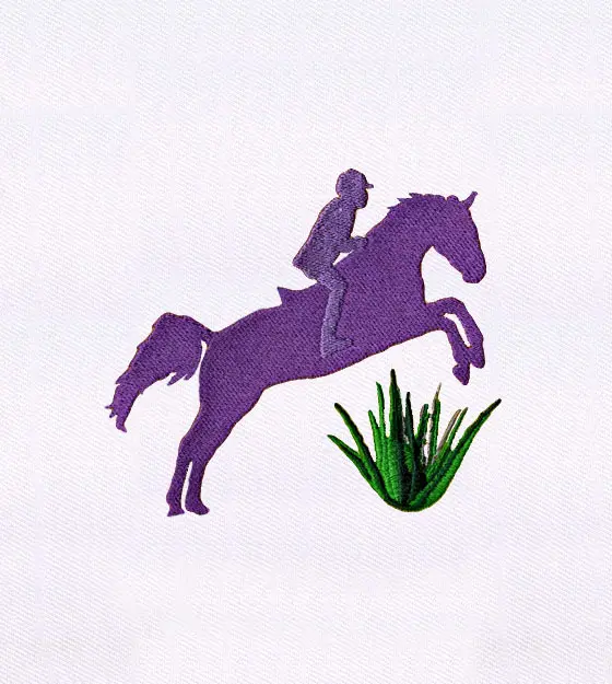 Leaping Purple Jockey & Horse Embroidery Design