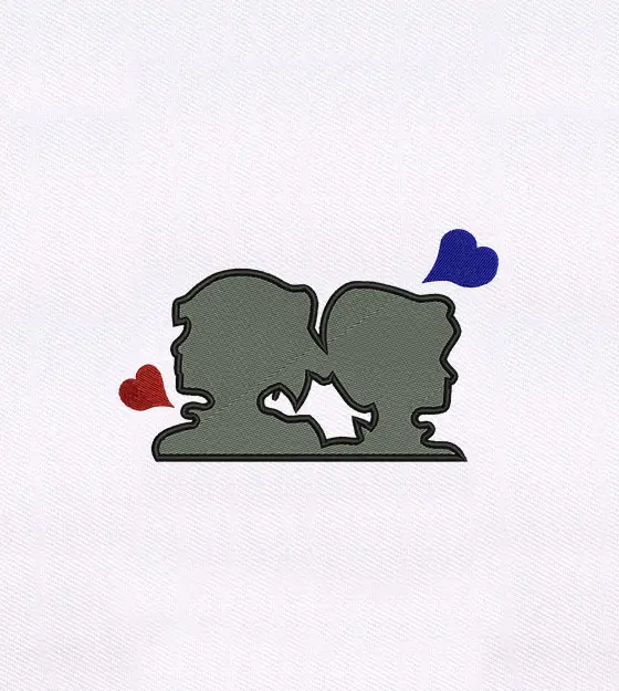 Romantic Boy & Girl Silhouette Embroidery Design