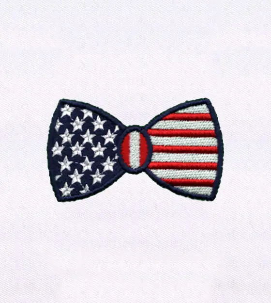 US Flag Bowtie Embroidery Design