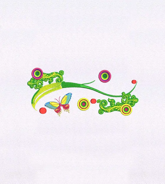Fascinating Quilting Floral Embroidery Design with Colorful Butterfly