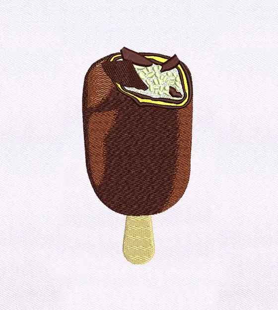 Chocolate Covered Vanilla Ice Cream Embroidery Design