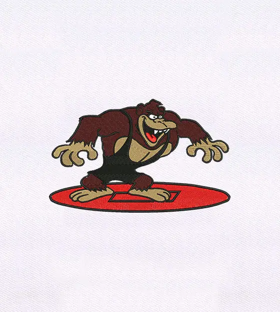 Robust Monkey Wrestler Embroidery Design