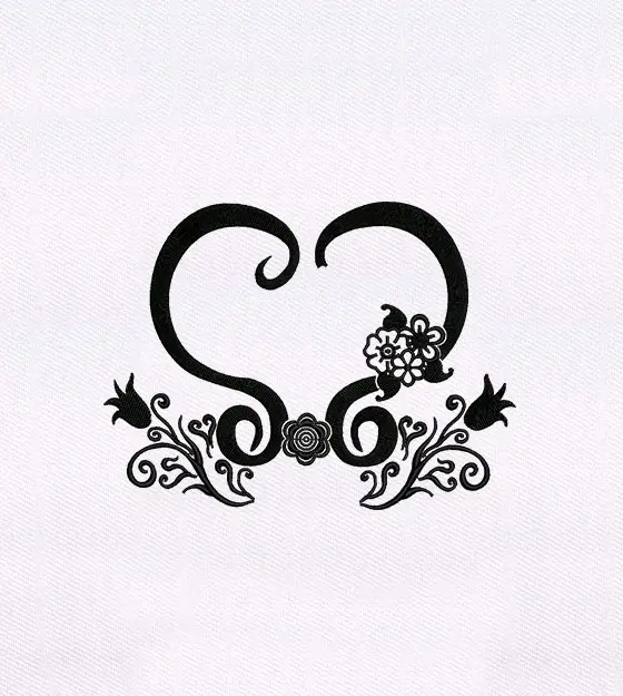 Beautiful Heart & Floral Ornaments Embroidery Design
