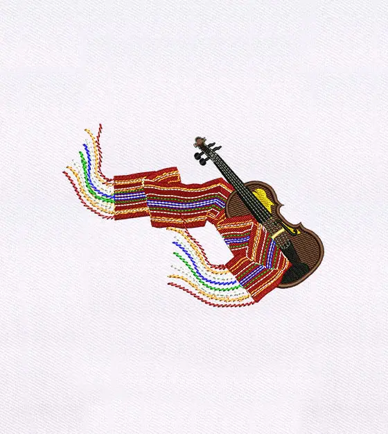 Vibrant Violin Embroidery Design