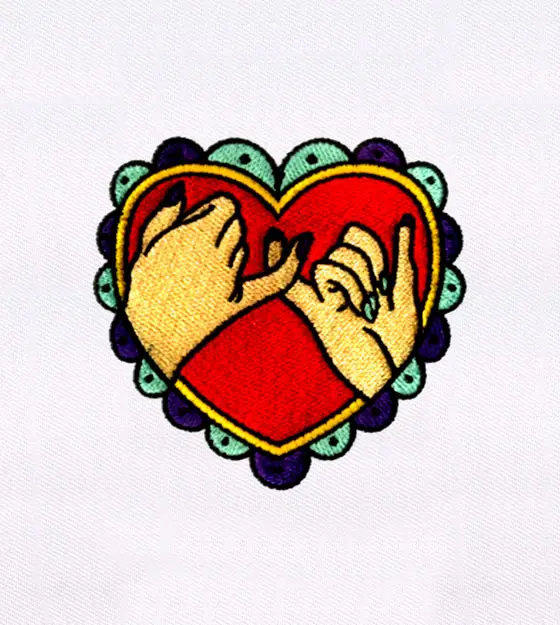 Pinky Promise Heart Embroidery Design