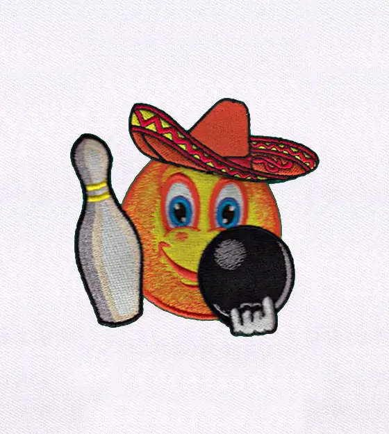 Cowboy Bowling Emoji Embroidery Design