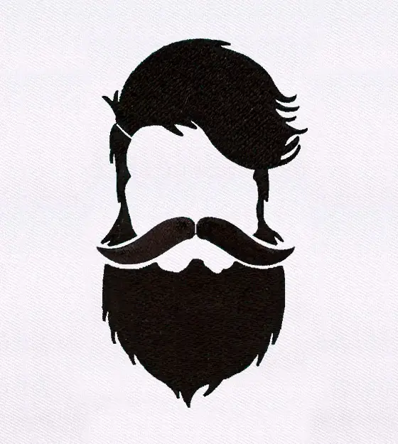 Hipster Beard & Hair Silhouette Embroidery Design