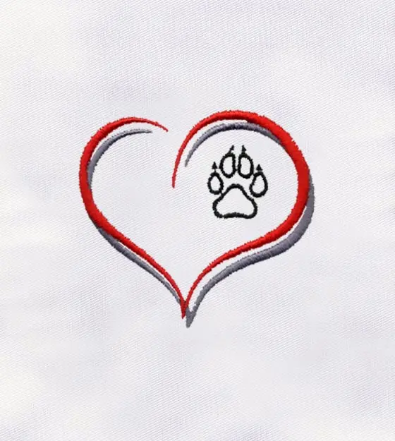 Paw Print Heart Embroidery Design