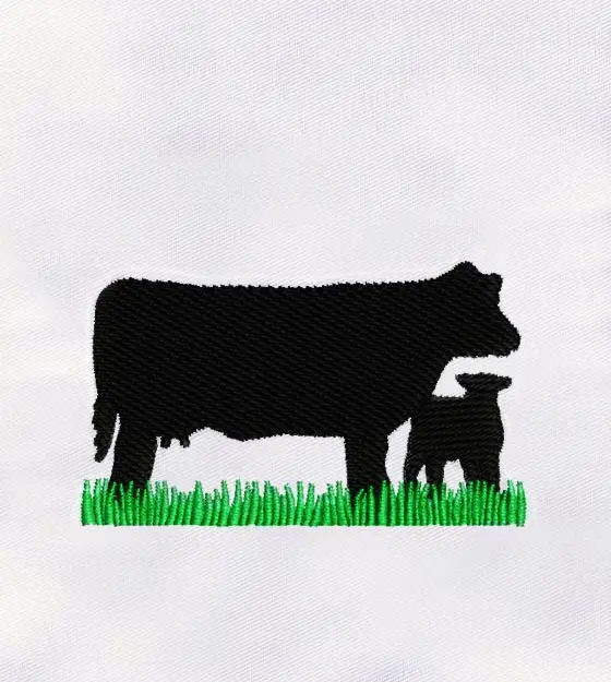 Cow and Calf Silhouette Embroidery Design