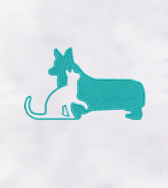 Cat & Dog Silhouette Embroidery Design