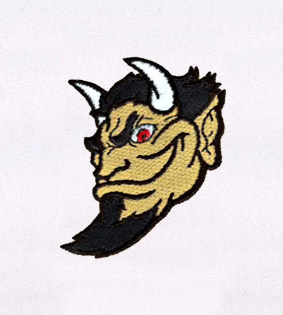 Nastily Smirking Horned Devil Embroidery Design