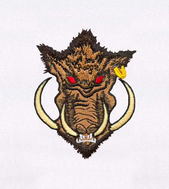 Wild and Roaring Brown Boar Embroidery Design