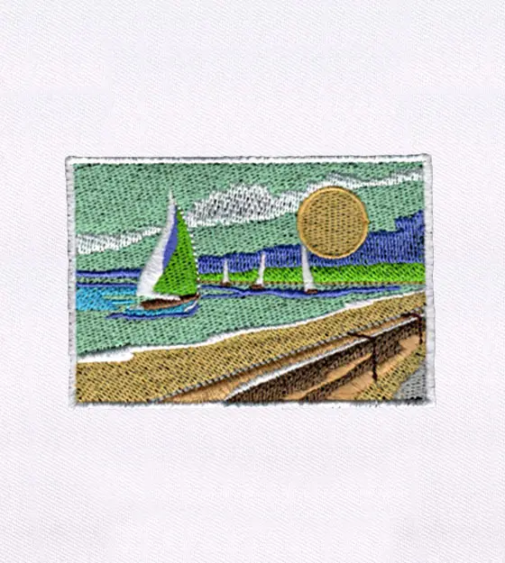 Picturesque Ships by the Bay Embroidery Design
