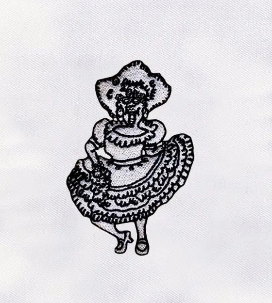 Old Wicked White Dressed Lady Halloween Embroidery Design