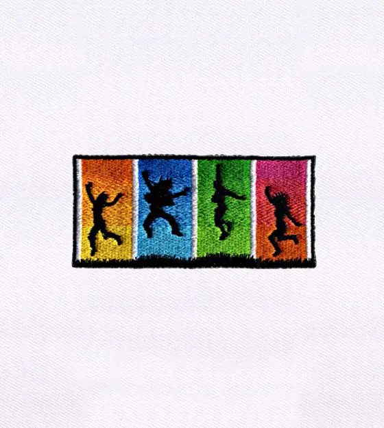Jumping and Dancing Silhouettes Embroidery Design