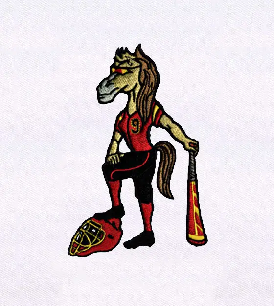 Baseball Playing Female Horse Embroidery Design