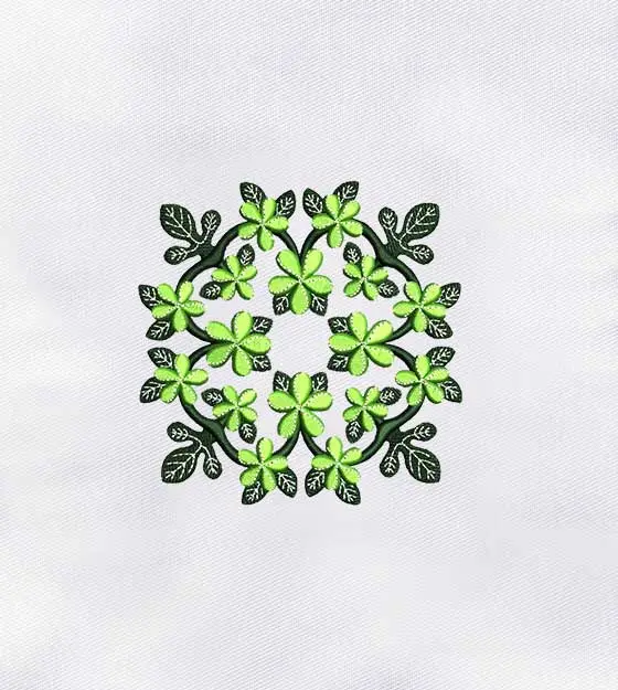 Beautiful Green Flowers Machine Embroidery Design