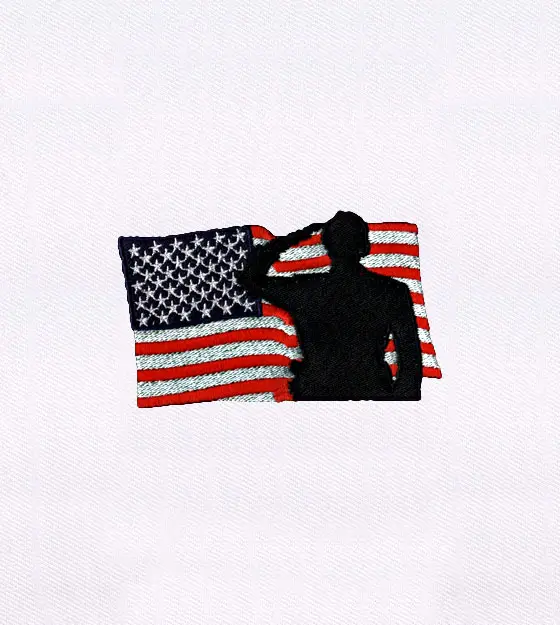 Soldier Saluting American Flag Embroidery Design