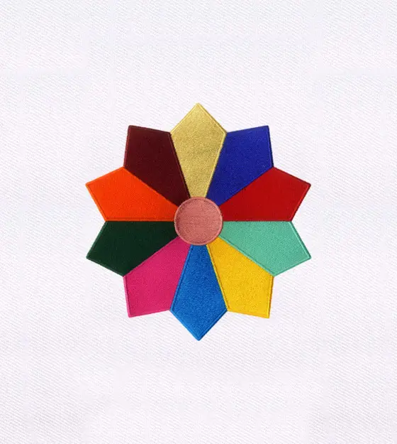Multicolored Decagon Geometric Pattern Embroidery Design