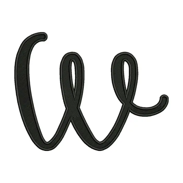 Uppercase “W” Unicorn Calligraphy Font Embroidery Design