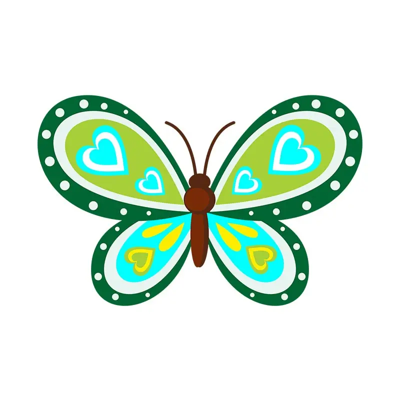 Green Hearts Butterfly Vector Art