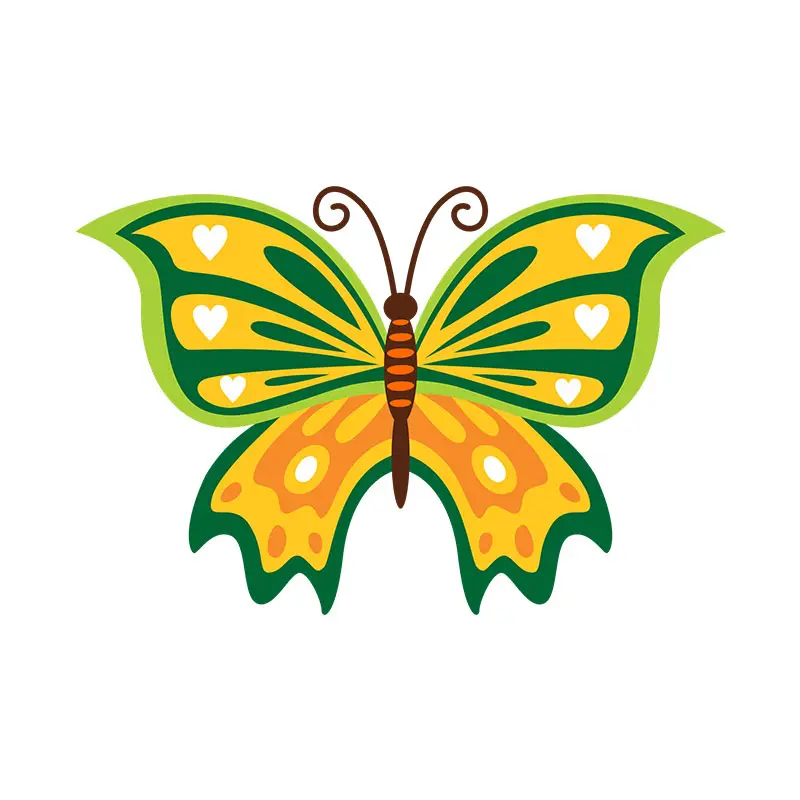Green and Yellow Green Butterfly Vector Art