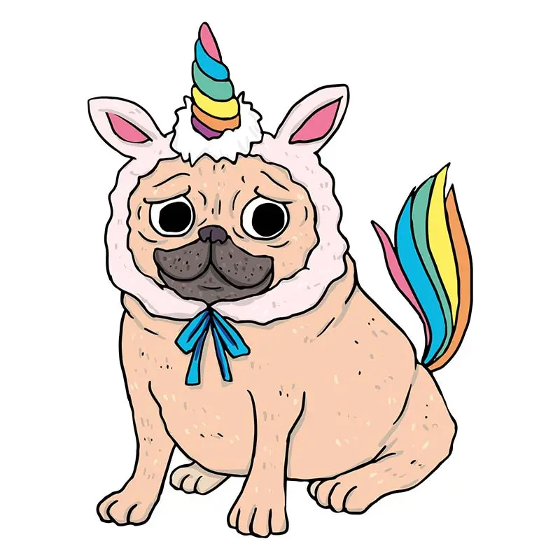 Adorable Pug Dog Funky Apparel Vector Art