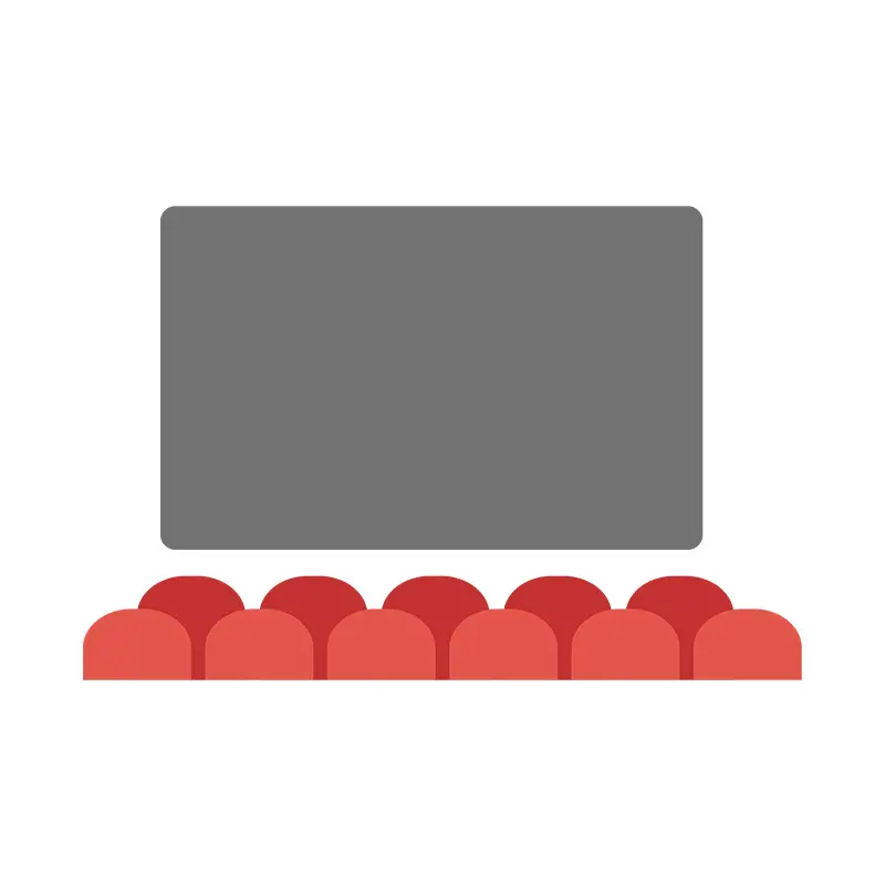 Decorous Cinema Screen with Seats Vector Art