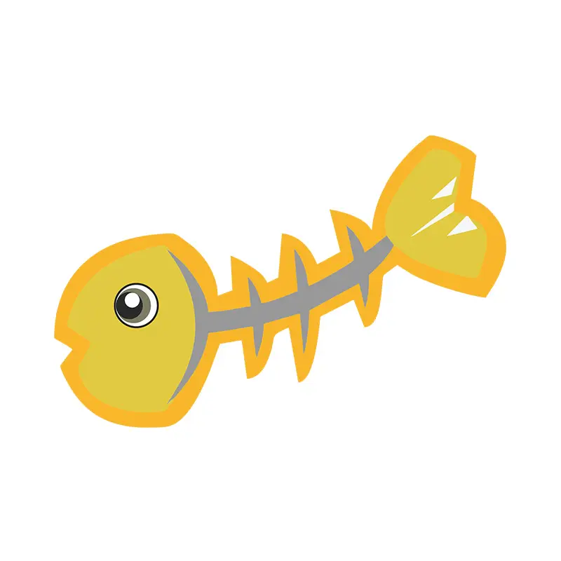 Beady Eyed Yellow Fish Bone Vector Art