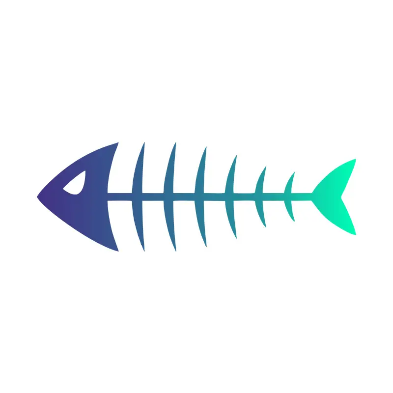 Gradient Colored Fish Bone Vector Art