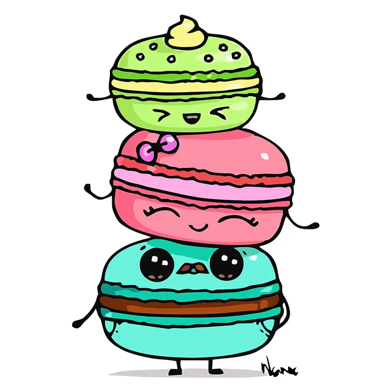 Flavoring Sweetened French Macaroons Cookies Vector Art