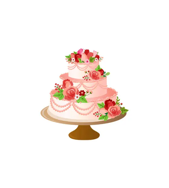 Delicious Flowers with Vanilla Mix Wedding Cake Vector
