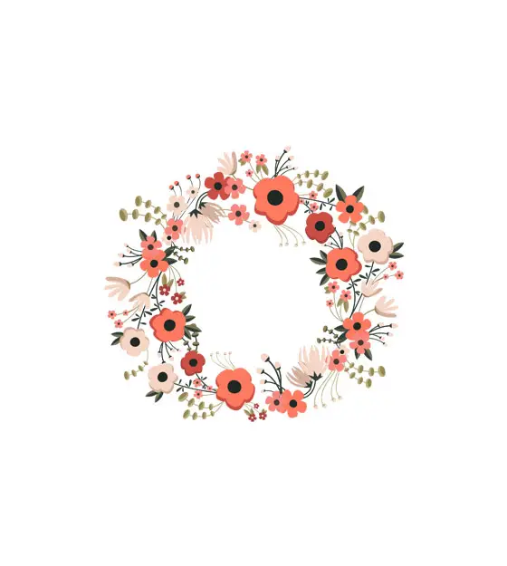 Elegant Floral Wreath Vector Art