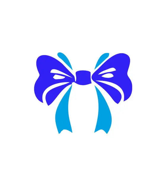 True Blue and Zaffre Satin Ribbon Bow Vector Art