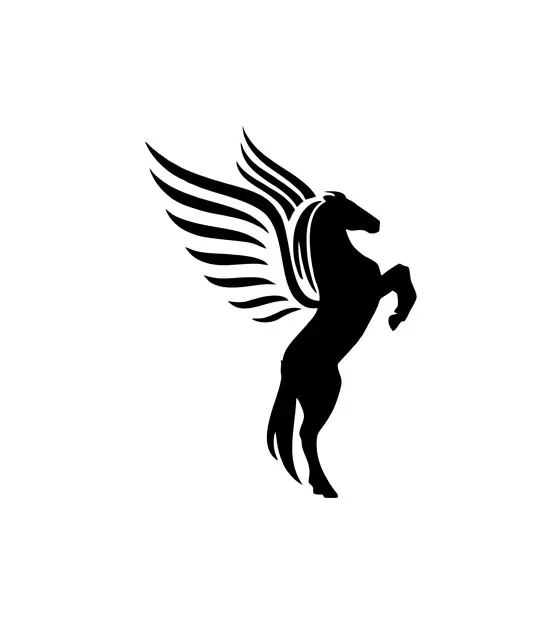 Gorgeous Rearing Stallion Pegasus Silhouette Art