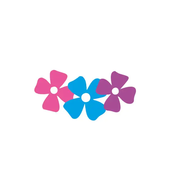 Multicolored Four Petal Floral Pattern Vector Art