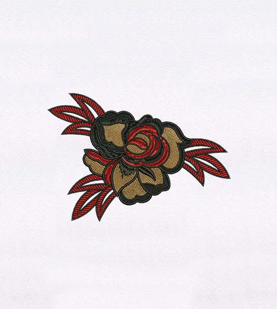 Goth Inspired Rose Flower Embroidery Design