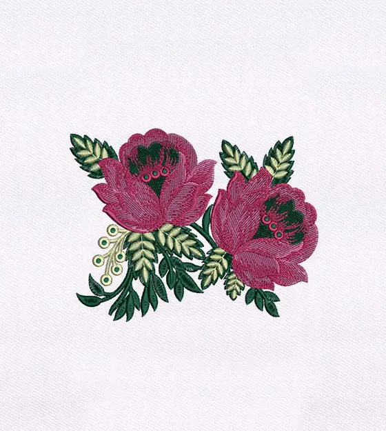 Punky Pretty Pink Flowers Embroidery Design