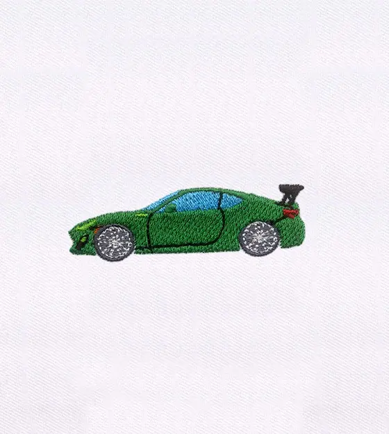 Quaint Green Car Cap Embroidery Design