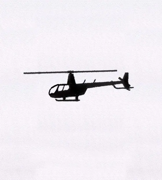Black and White Helicopter Embroidery Design