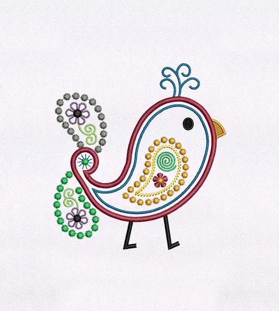 Intriguingly Detailed Mini Bird Embroidery Design