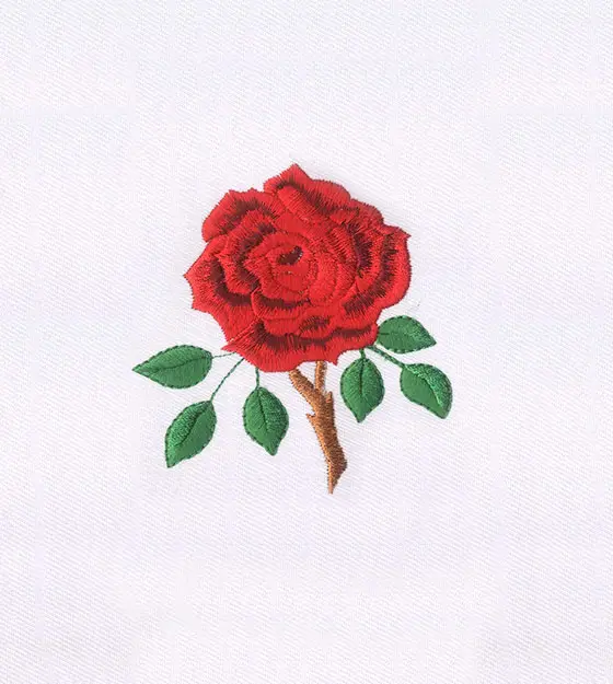 Wild and Thorny Red Rose Embroidery Design