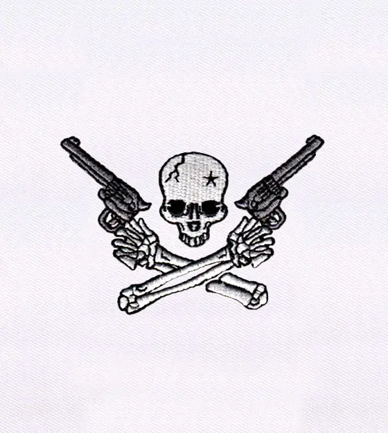 Cross Hands Skull Gunslinger Embroidery Design