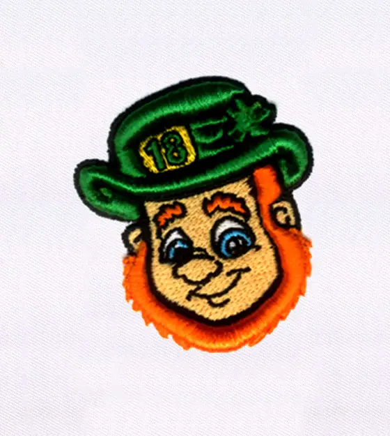 Irish Orange Bearded Leprechaun Puff Embroidery Design
