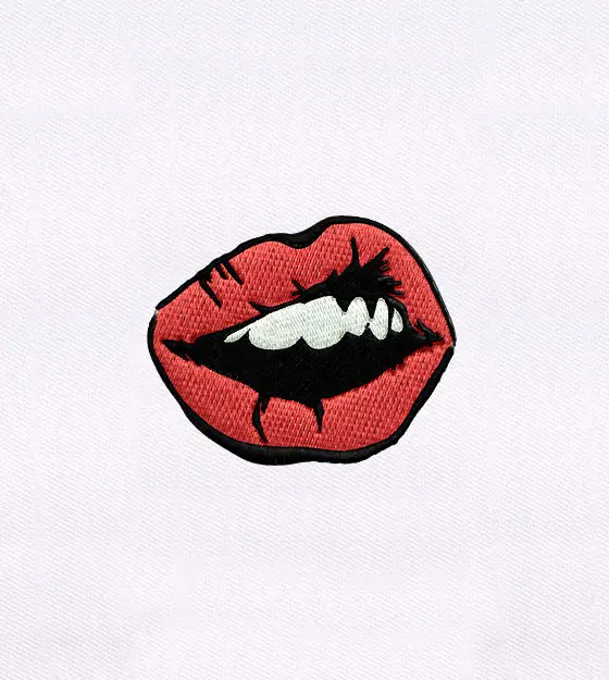 Perfectly Succulent Red Lips Embroidery Design
