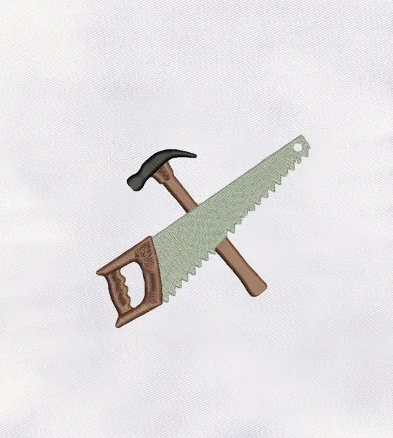 Colorful Hammer and Saw Tools Embroidery Design